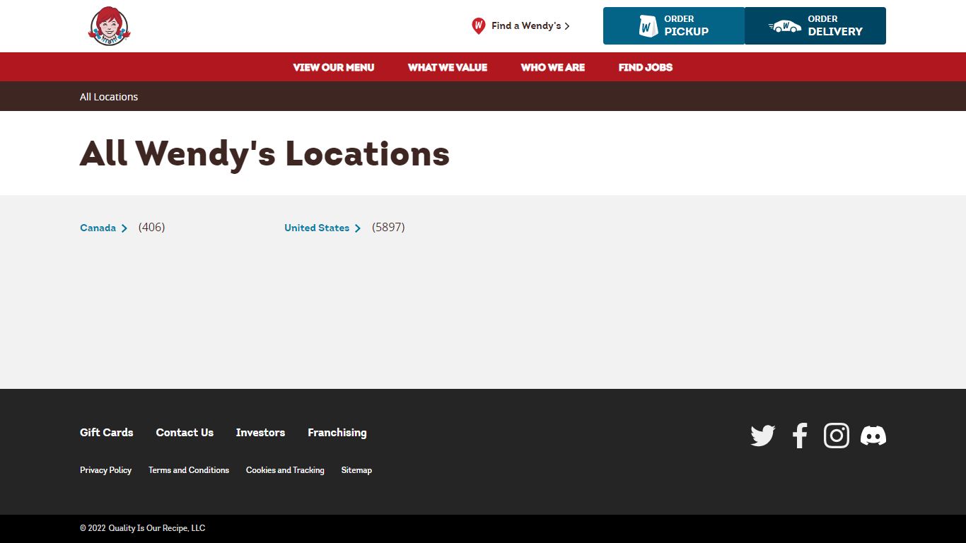 All Wendy's Locations | fast food, burgers, chicken, chicken sandwiches ...