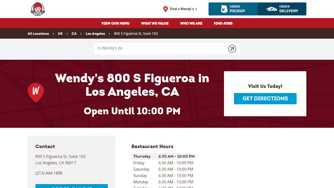 Wendy's 800 S Figueroa St, Suite 103: fast food, burgers, chicken ...